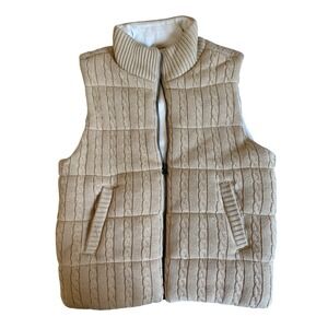 Janie and Jack The Quilted Sweater Vest Girls 5-6 Tan Cotton Outdoor Play School